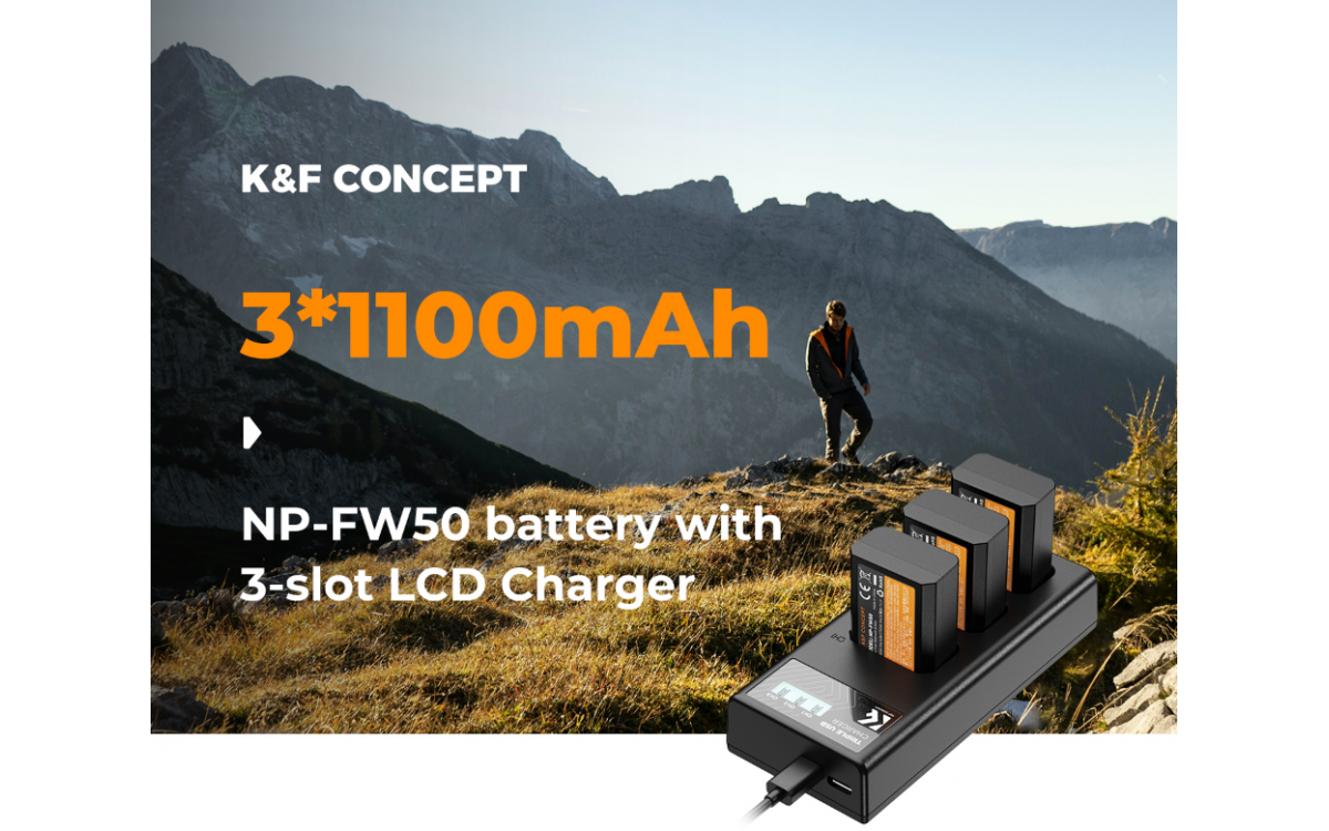 K&F CONCEPT launch decode battery NP-FW50 Battery and Three Slot Charger