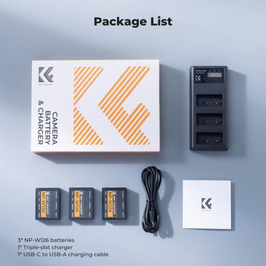 3-Pack NP-W126 Batteries & 3-Slot Charger for Fujifilm X100VI