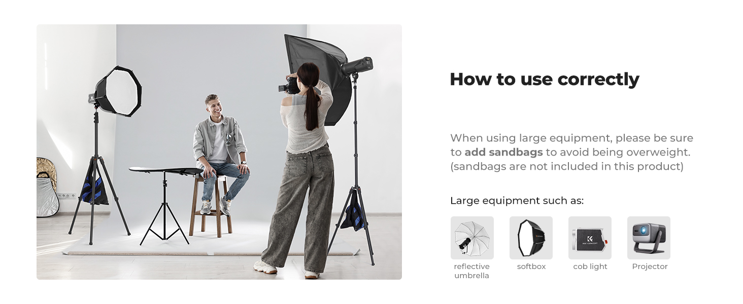 2.0m Aluminum Foldable Light Stand with 1/4 - K&F CONCEPT