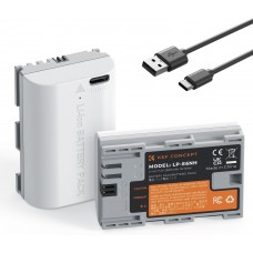 LP-E6NH (2 Batteries) Battery with 2600mAh Capacity and Type-C Fast Charging