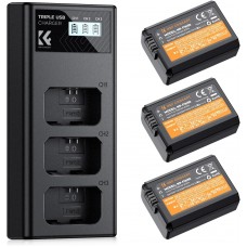 NP-FW50 Battery and Three Slot Charger, 3-Pack Replacement Batte