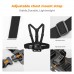 Chest Strap Harness+Backpack Clip+360° Rotating Head Strap Mount and Wrist Strap