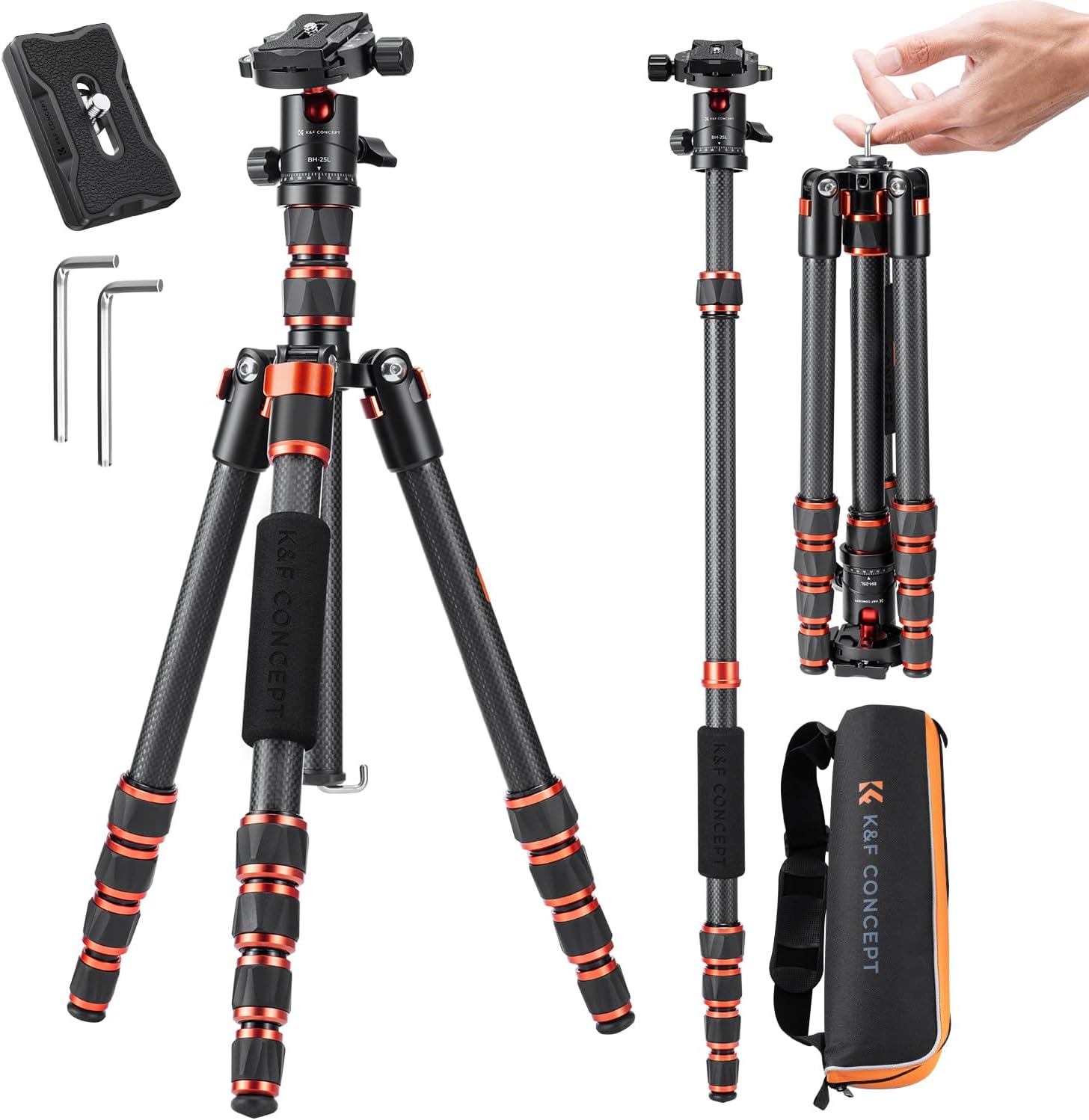 Carbon Fiber 5-Section Tripod Load Capacity 8kg A225C0+BH-25L Carbon Fiber 5-Section Tripod Load Capacity 8kg A225C0+BH-25L