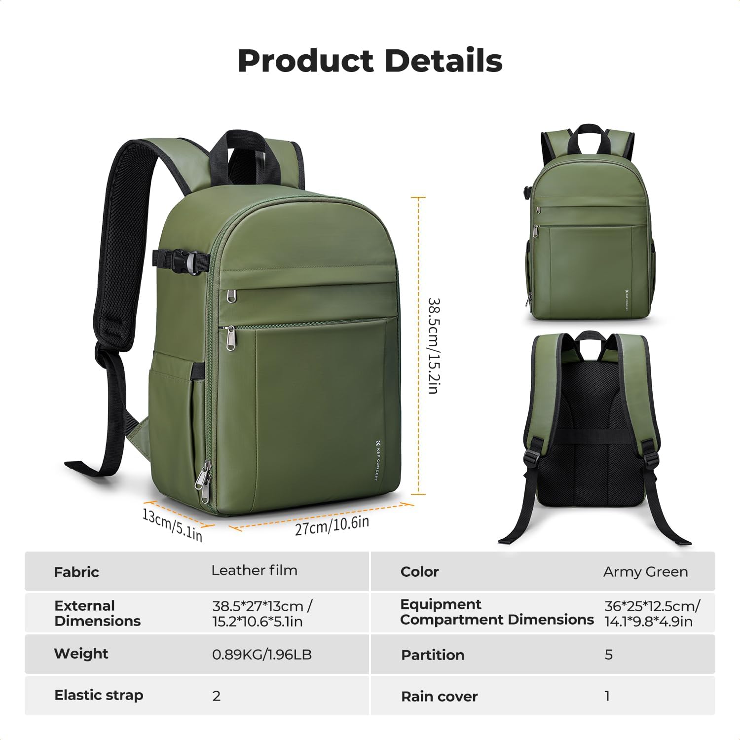 Professional Camera Backpack (Green) - K&F CONCEPT